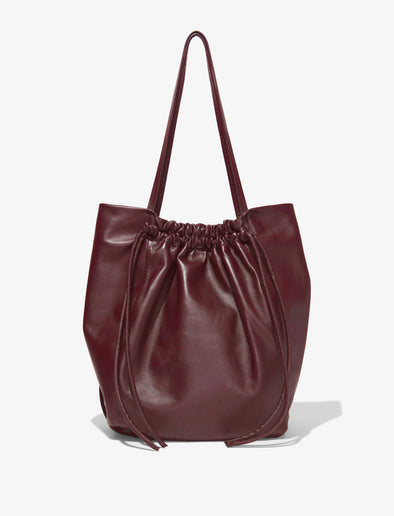 Back image of Drawstring Tote in DARK RED