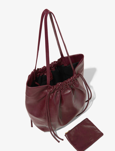 Interior image of Drawstring Tote in DARK RED