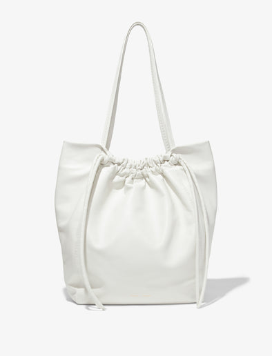 Front image of Drawstring Tote in OPTIC WHITE