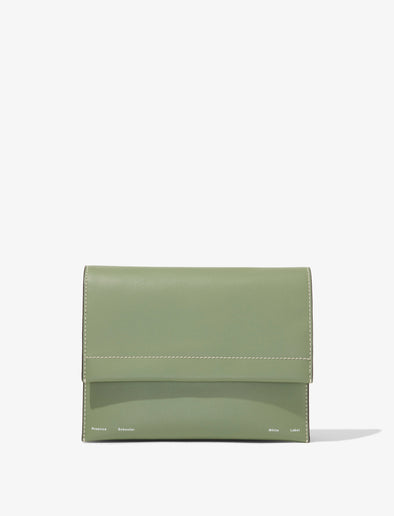 Front image of Accordion Flap Bag in ARTICHOKE with strap down