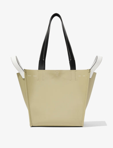 Front image of Large Mercer Leather Tote in STONE