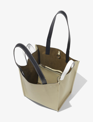 Aerial image of Large Mercer Leather Tote in STONE