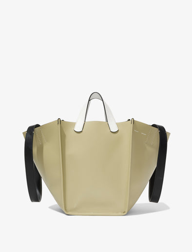 Front image of Larger Mercer Tote in STONE with strap down