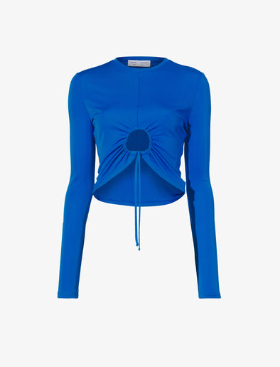 Still Life image of Matte Crepe Drawstring Top in BRIGHT BLUE