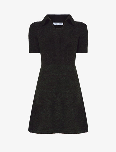Still Life image of Fluffy Knit Polo Dress in PINE/BLACK