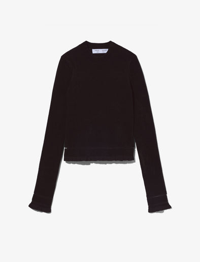 Still Life image of Cropped Turtleneck Chenille Sweater in BLACK