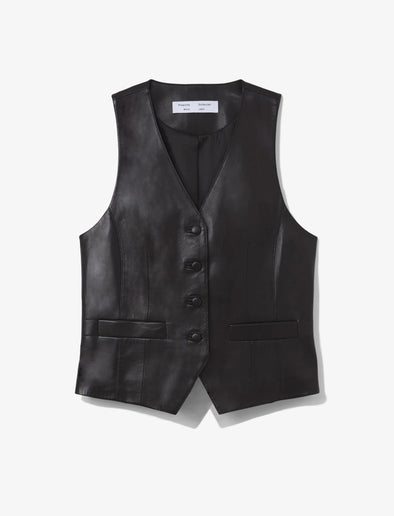 Still Life image of Leather Vest in BLACK