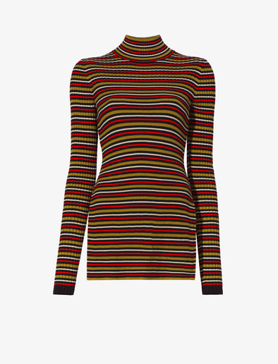 Still Life image of Stripe Knit Turtleneck in VERMILLION MULTI