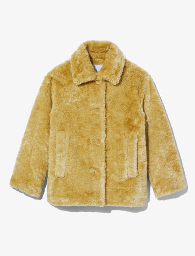 Still Life image of Faux Rabbit Peacoat in SAND