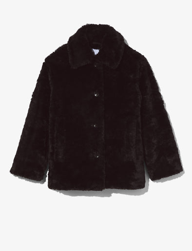 Still Life image of Faux Rabbit Peacoat in BLACK