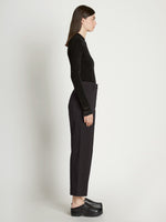 Side full length image of model wearing Cotton Twill Culottes in BLACK