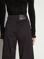 Detail image of model wearing Cotton Twill Culottes in BLACK