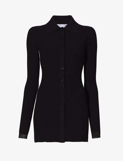 Still Life image of Rib Knit Fitted Cardigan in BLACK