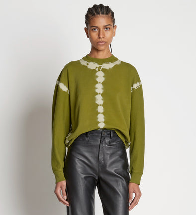 Front cropped image of model wearing Tie Dye Sweatshirt
in AVOCADO/GREEN