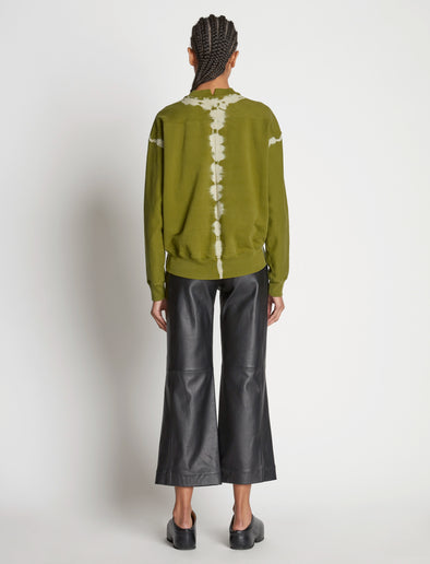 Back full length image of model wearing Tie Dye Sweatshirt
in AVOCADO/GREEN