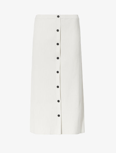Still Life image of Rib Knit Button Front Skirt in CREAM