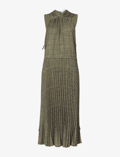 Still Life image of Pleatable Crepe Drawstring Dress in STONE/BLACK
