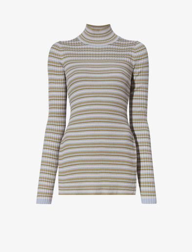 Still Life image of Stripe Knit Turtleneck in PERIWINKLE MULTI