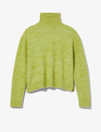 Still Life image of Fluffy Knit Turtleneck Sweater in AVOCADO/HONEYDEW