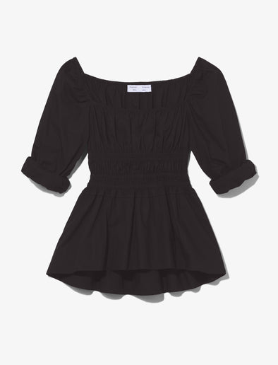 Still Life image of Square Neck Poplin Top in BLACK