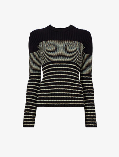 Still Life image of Boucle Mini Stripe Sweater in BLACK MULTI