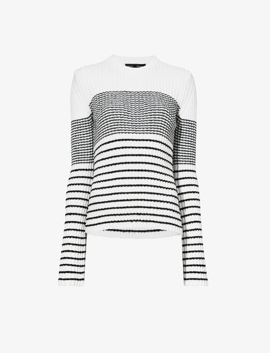 Still Life image of Boucle Mini Stripe Sweater in OFF WHITE MULTI