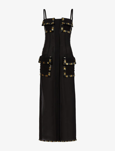 Still Life image of Embroidered Stone Chiffon Dress in BLACK MULTI