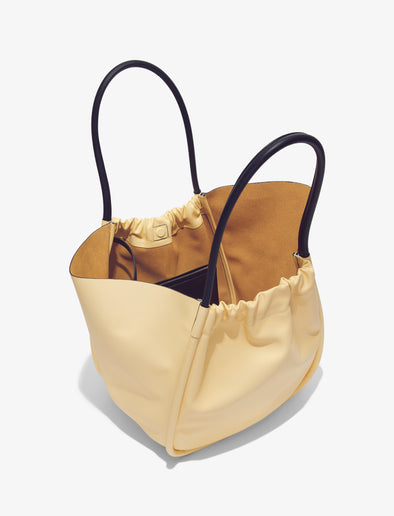 Aerial image of XL Ruched Tote in PALE YELLOW
