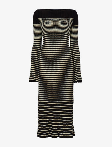 Still Life image of Boucle Mini Stripe Knit Dress in BLACK MULTI