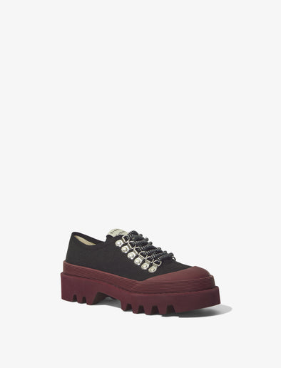 Proenza Schouler front 3/4 image of Fabri Lace Up Shoe in black