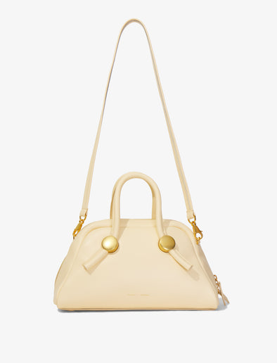 Front image of Bowler Bag in BIRCH with strap extended