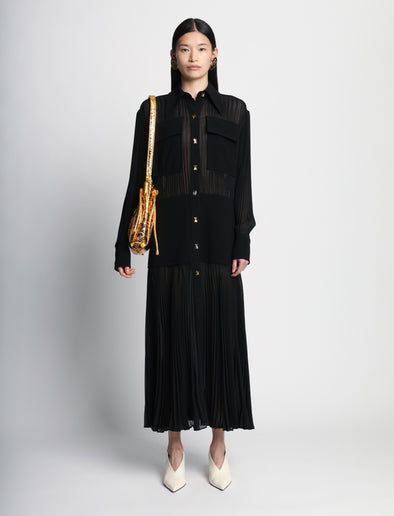 Image of model wearing Metallic Drawstring Pouch in GOLD