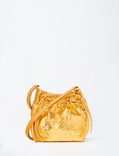Back image of Metallic Drawstring Pouch in GOLD