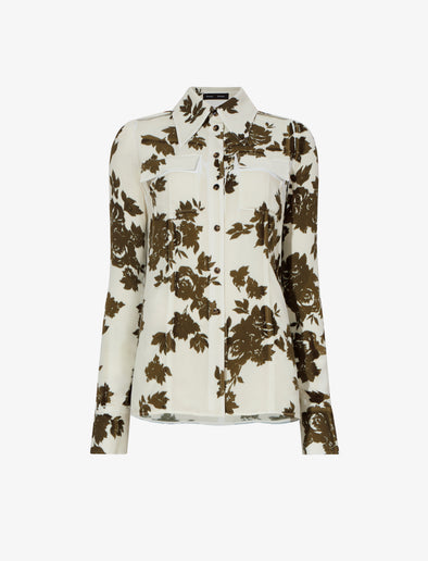 Still Life image of Floral Garment Printed Shirt in ECRU MULTI