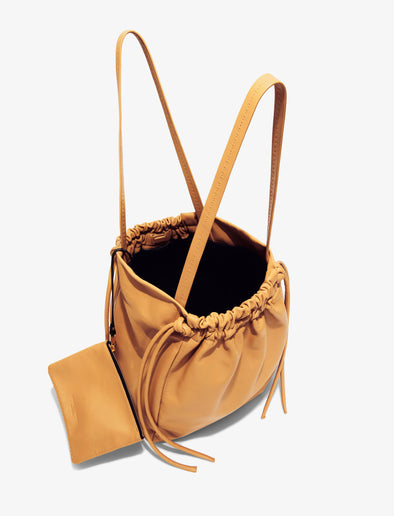 Interior image of Drawstring Tote in CARAMEL