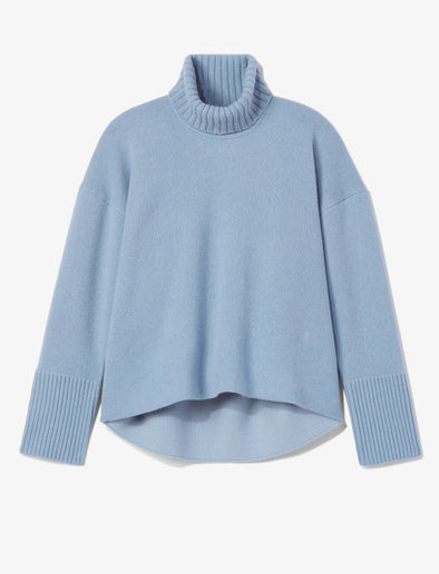 Flat image of Doubleface Cashmere Oversized Turtleneck in light blue