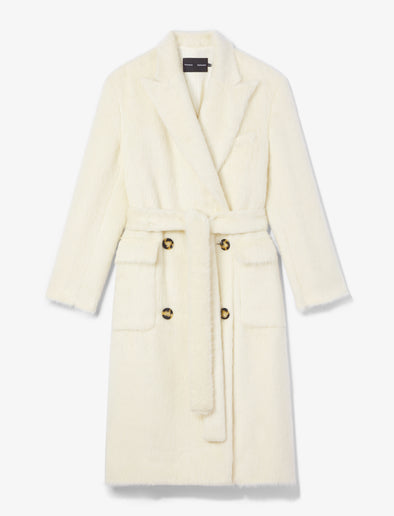 Flat image of Brushed Alpaca Coat in ecru