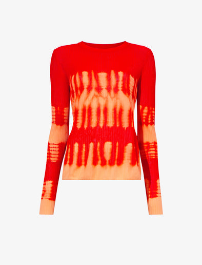 Flat image of Viscose Knit Tie Dye Top in orange multi