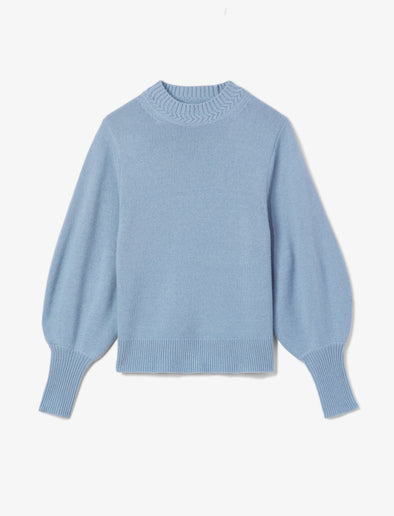 Flat image of Eco Cashmere Balloon Sleeve Sweater in light blue