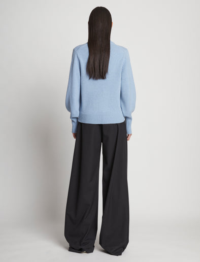 Back image of Eco Cashmere Balloon Sleeve Sweater in light blue