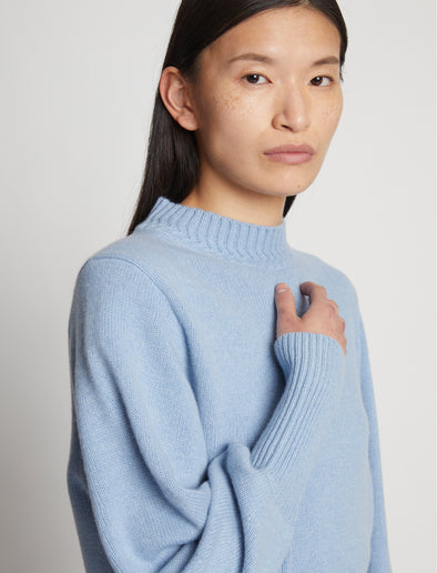 Detail image of Eco Cashmere Balloon Sleeve Sweater in light blue