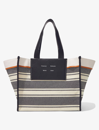 Front image of XL Morris Canvas Tote in ECRU/BLACK