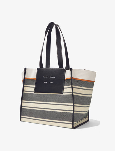 Side image of XL Morris Canvas Tote in ECRU/BLACK