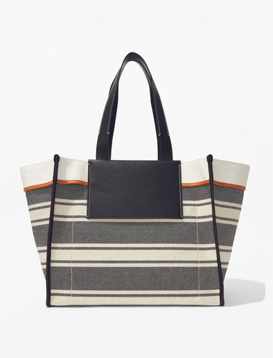 Back image of XL Morris Canvas Tote in ECRU/BLACK
