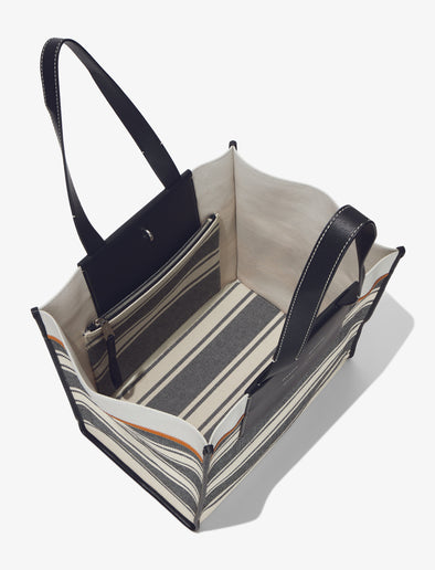 Aerial image of XL Morris Canvas Tote in ECRU/BLACK