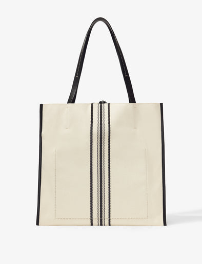 Back image of Twin Stripe Canvas Tote in NATURAL/BLACK