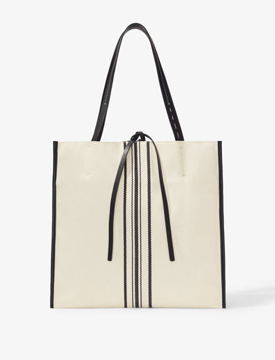 Front image of Twin Stripe Canvas Tote in NATURAL/BLACK