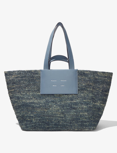 Front image of XL Morris Raffia Tote in DOVE GREY
