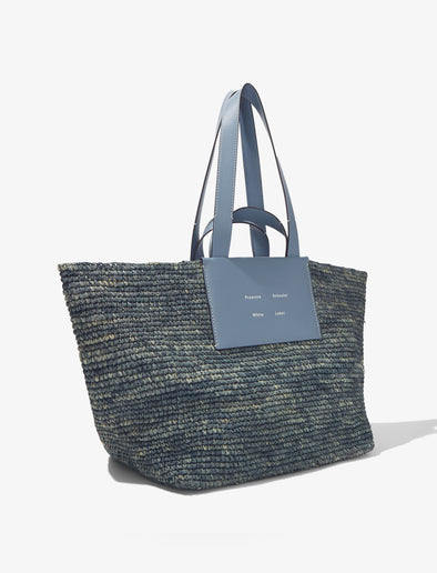 Side image of XL Morris Raffia Tote in DOVE GREY