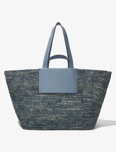 Back image of XL Morris Raffia Tote in DOVE GREY